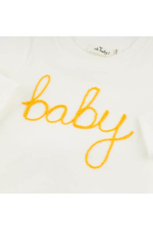 Oh Baby ! "baby" Golden Embroidered Two Piece Set In Cream