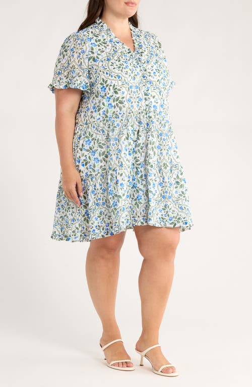 Sugarlips Kara Hilo Floral Tile Print Cotton Shift Dress In Black