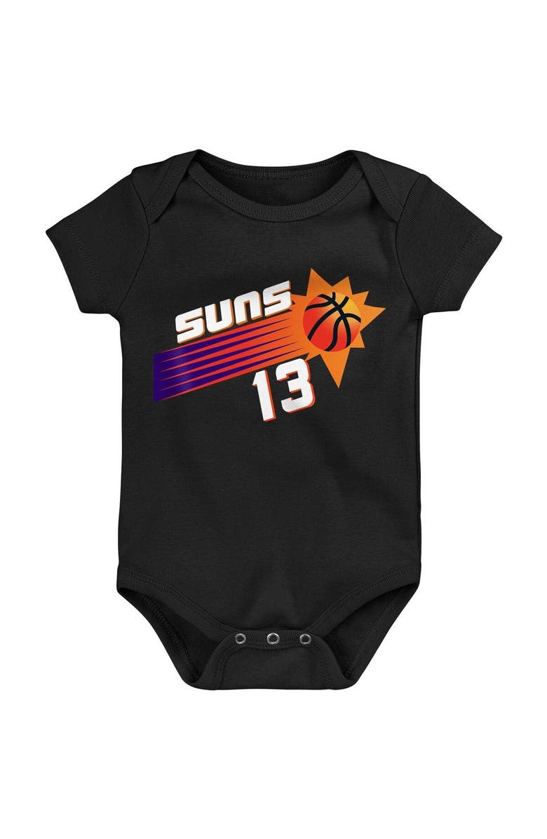 Mitchell & Ness Infant Mitchell & Ness Steve Nash Black Phoenix Suns Hardwood Classics Name & Number Bodysuit, Alternate, color,