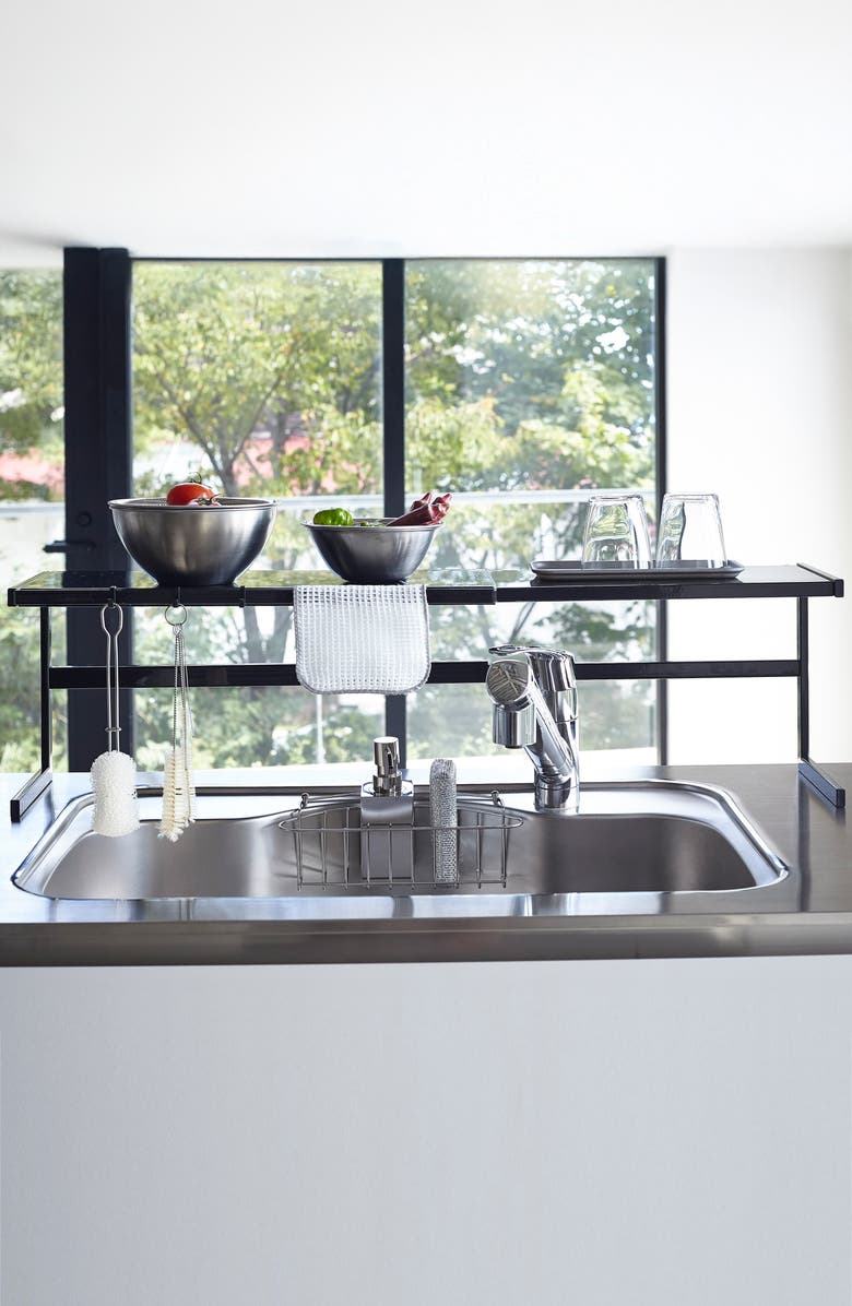 Yamazaki Expandable Countertop Shelf, Alternate, color, Black