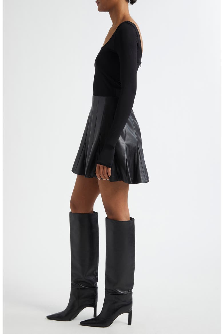 Chara Long Sleeve Mixed Media Minidress, Alternate, color, BLACK