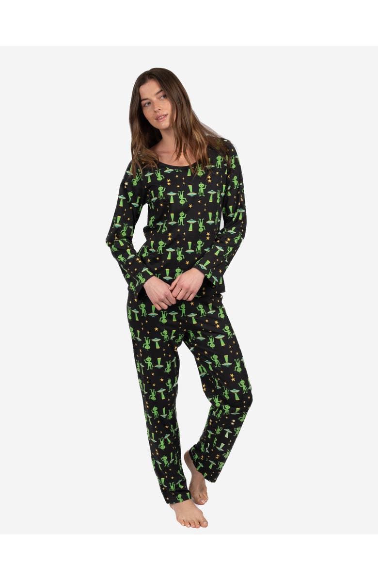Leveret Women's Loose Fit Cotton Matching Family Pajamas, Fun & Character Themes, Main, color, Alien