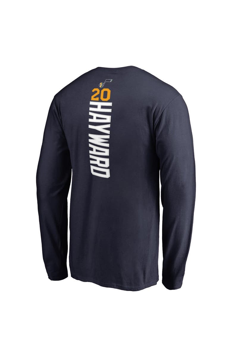 FANATICS Men's Gordon Hayward Navy Utah Jazz Backer Name & Number Long Sleeve T-Shirt, Alternate, color,