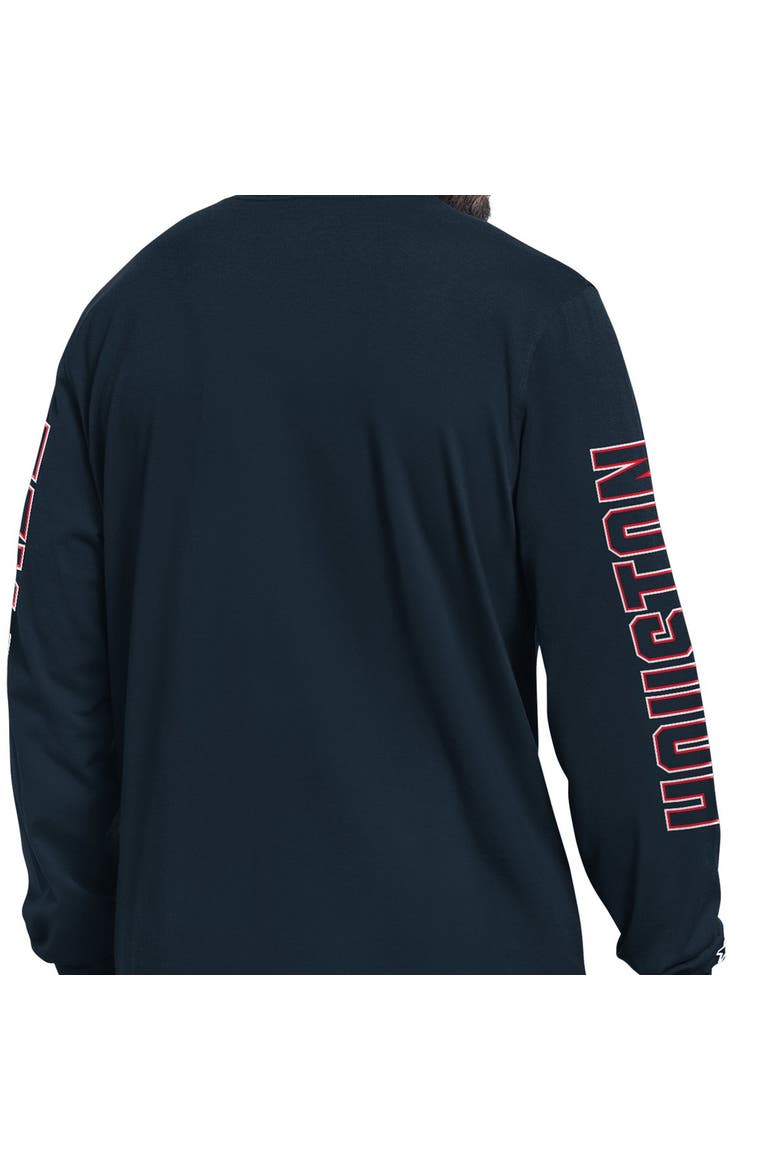 Men's Starter Navy Houston Texans Clutch Hit II Long-Sleeve T-Shirt, Alternate, color, Navy