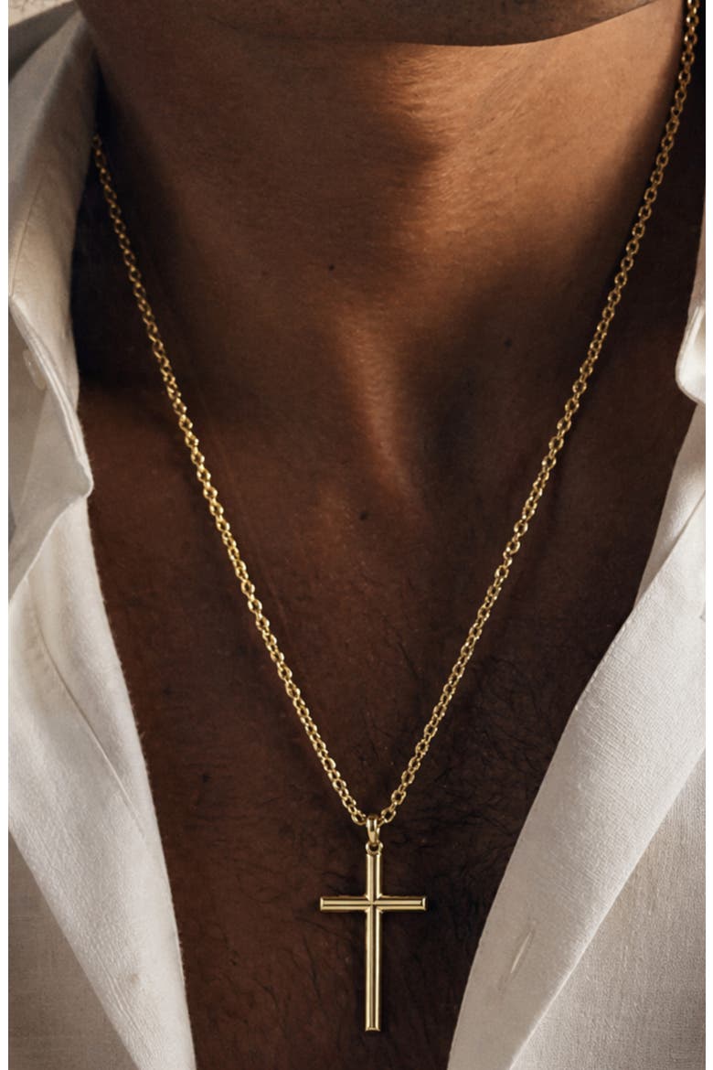 Men's Cross Pendant Necklace, Alternate, color, GOLD