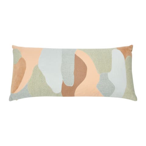 Cotton Blend Patchwork Lumbar Pillow
