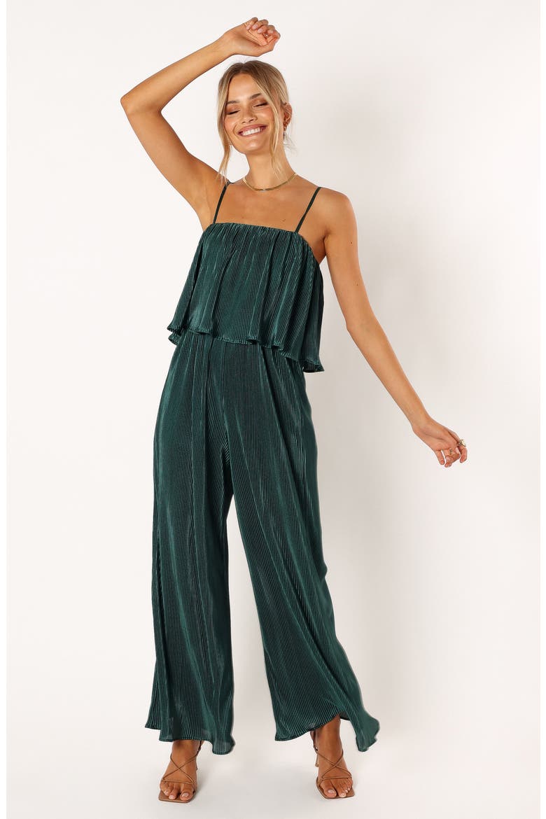 Jillian Plissé Jumpsuit, Alternate, color, EMERALD