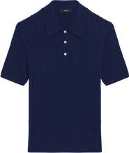 Theory Textured Cable Knit Organic Cotton Polo