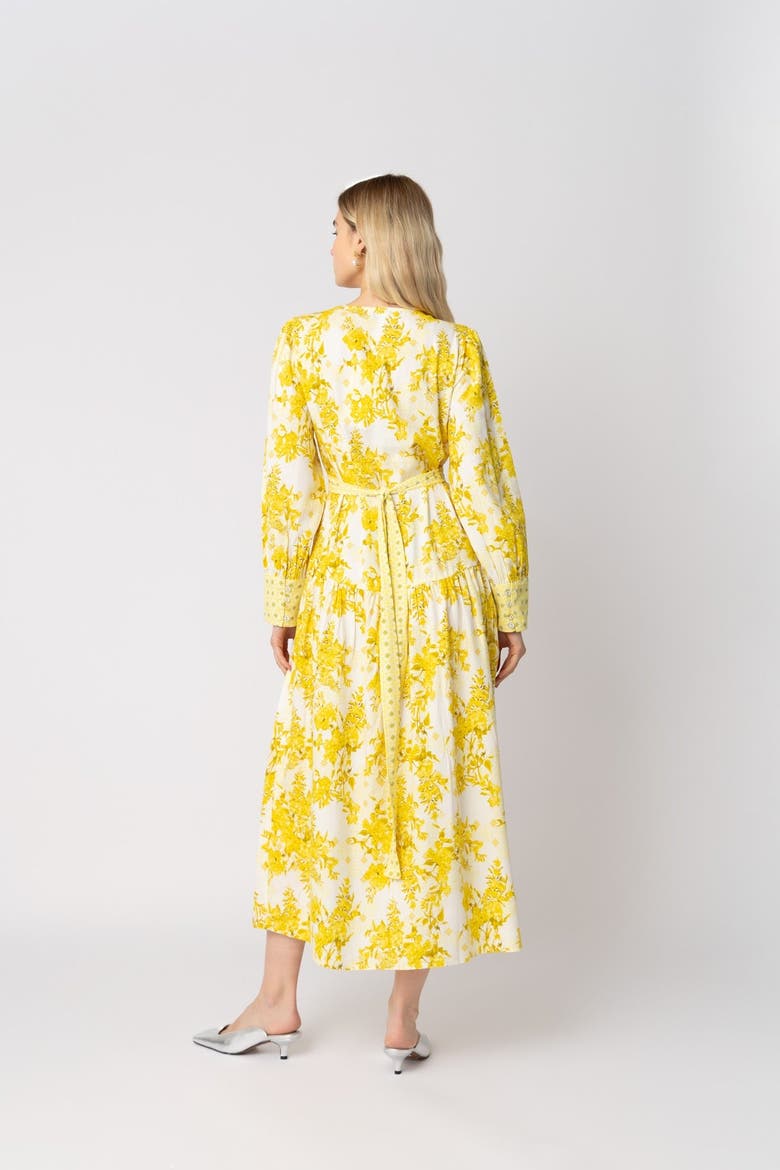 Aaliyah Yellow Cotton Dress, Alternate, color, Floral