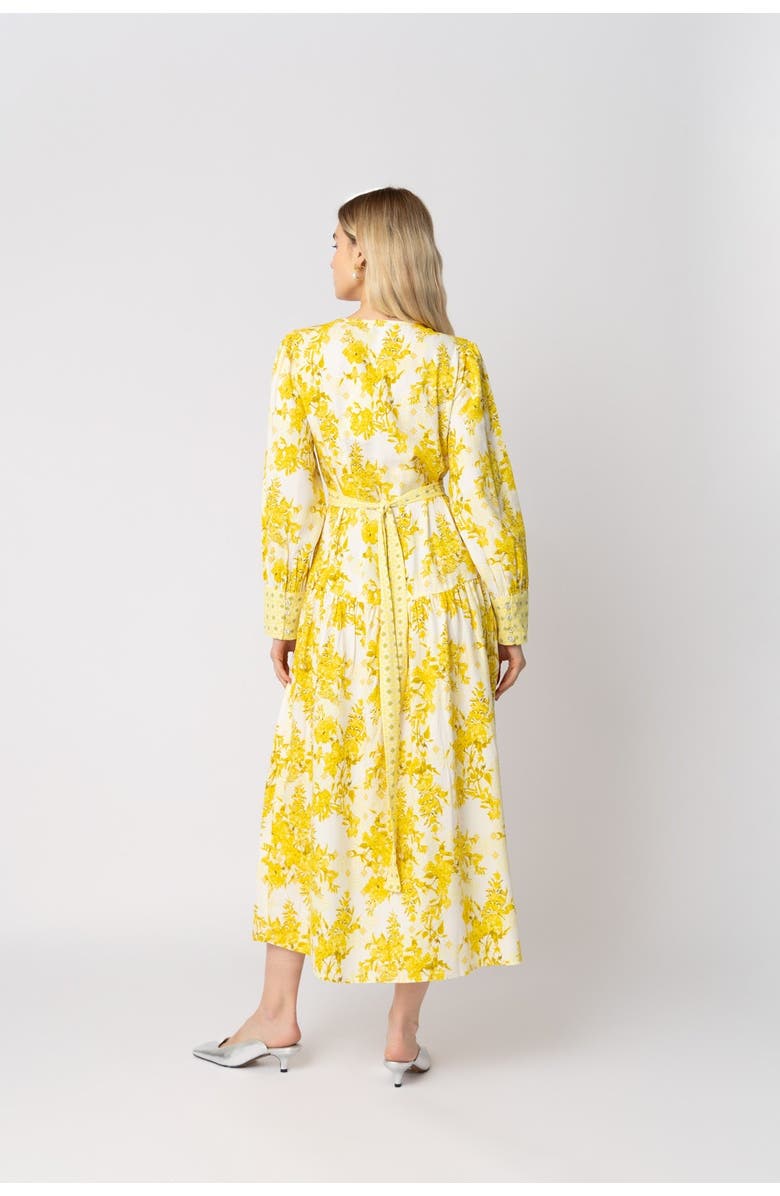 RAISHMA Aaliyah Yellow Cotton Dress, Alternate, color, Floral