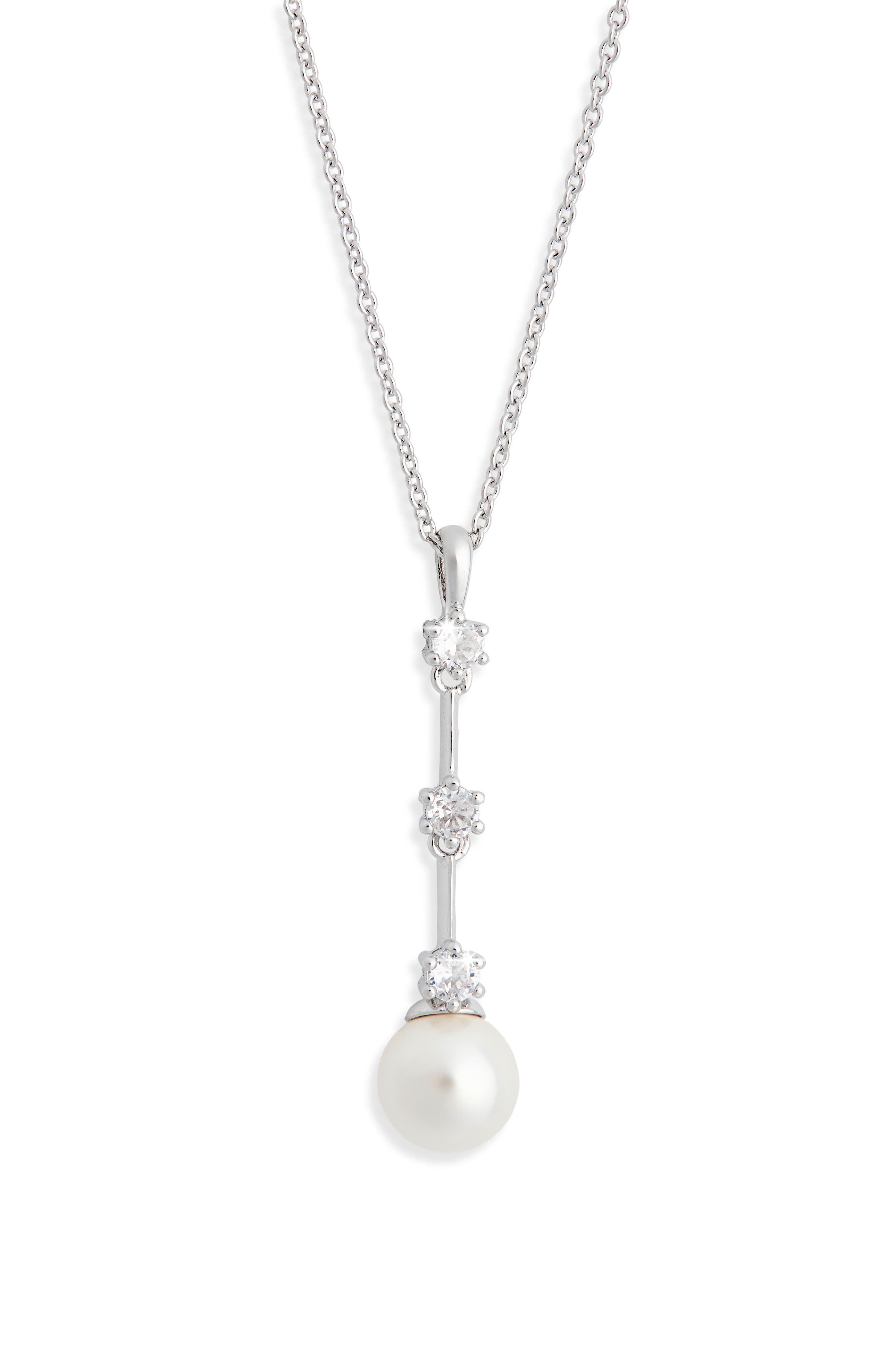 Nadri Olivia Faux Pearl Lariat Necklace