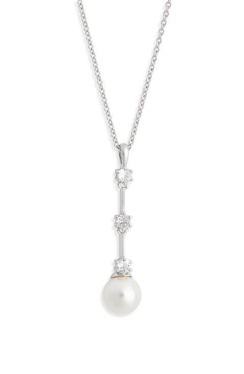 Olivia Faux Pearl Lariat Necklace