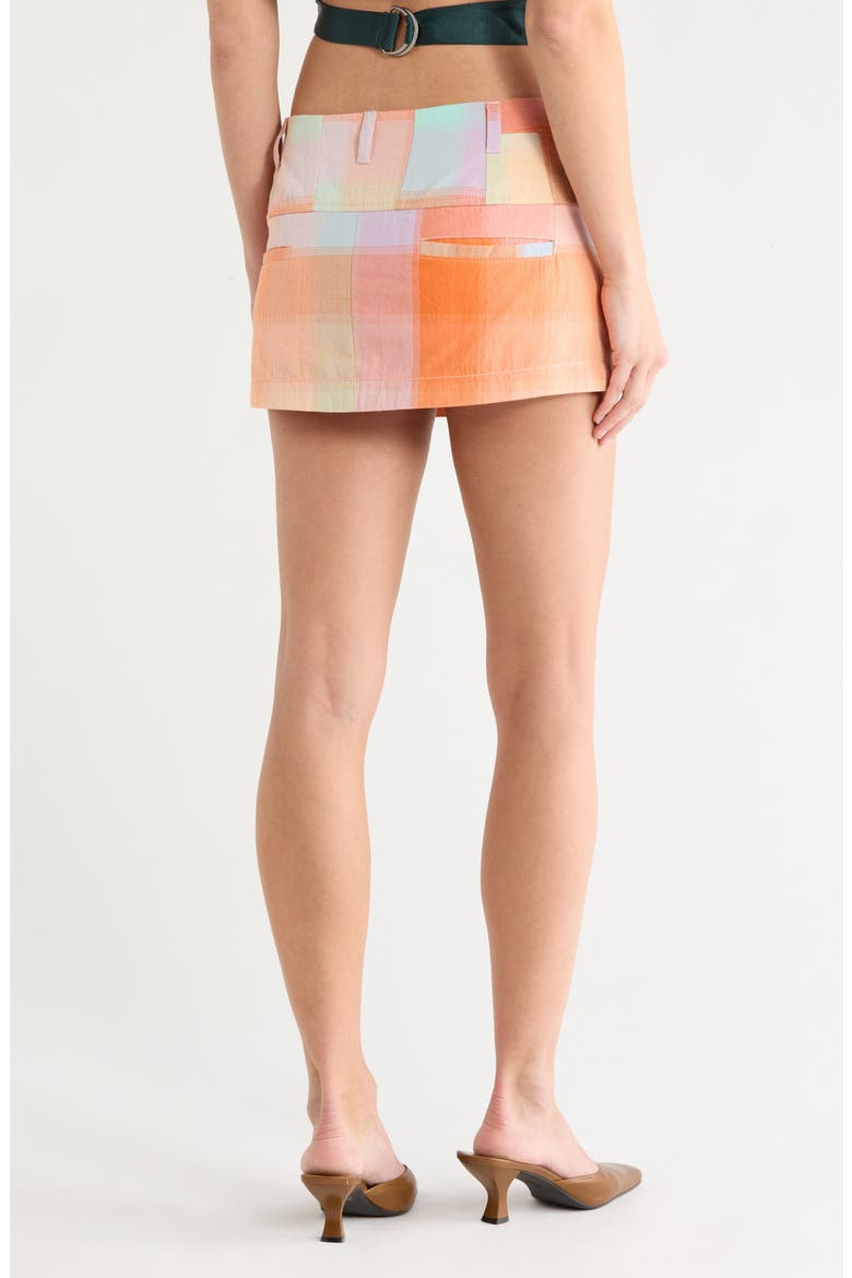 Mille Fleur Madras Miniskirt, Alternate, color, PEACH