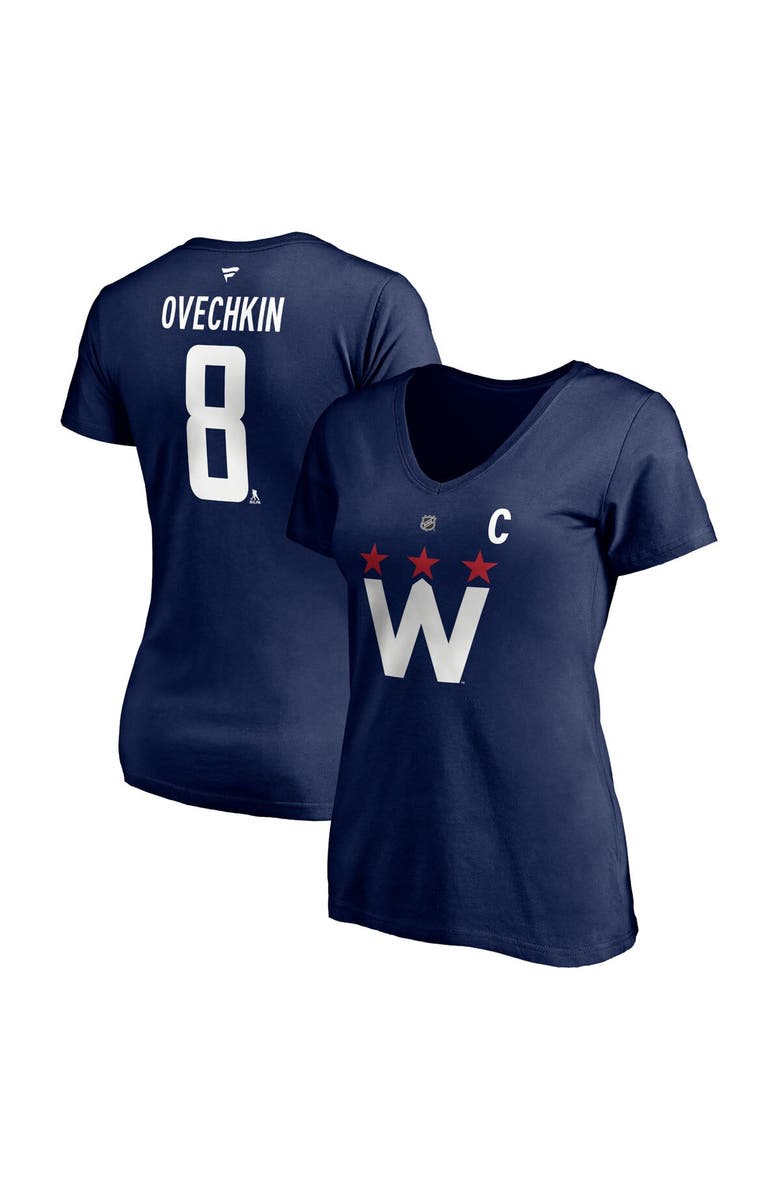 FANATICS Women's Fanatics Branded Alexander Ovechkin Navy Washington Capitals 2020/21 Alternate Authentic Stack Name & Number V-Neck T-Shirt, Main, color, Navy