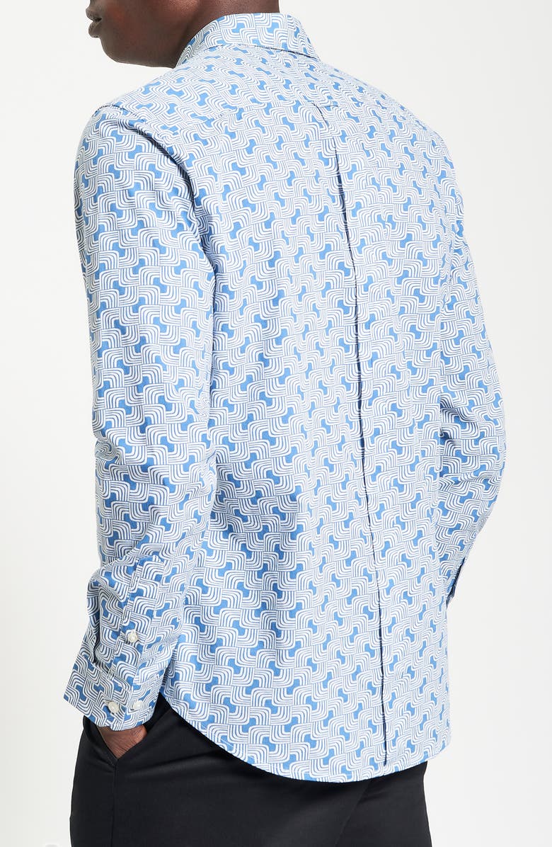 Ben Sherman Regular Fit Geo Print Organic Cotton Twill Button-Up Shirt, Alternate, color, 