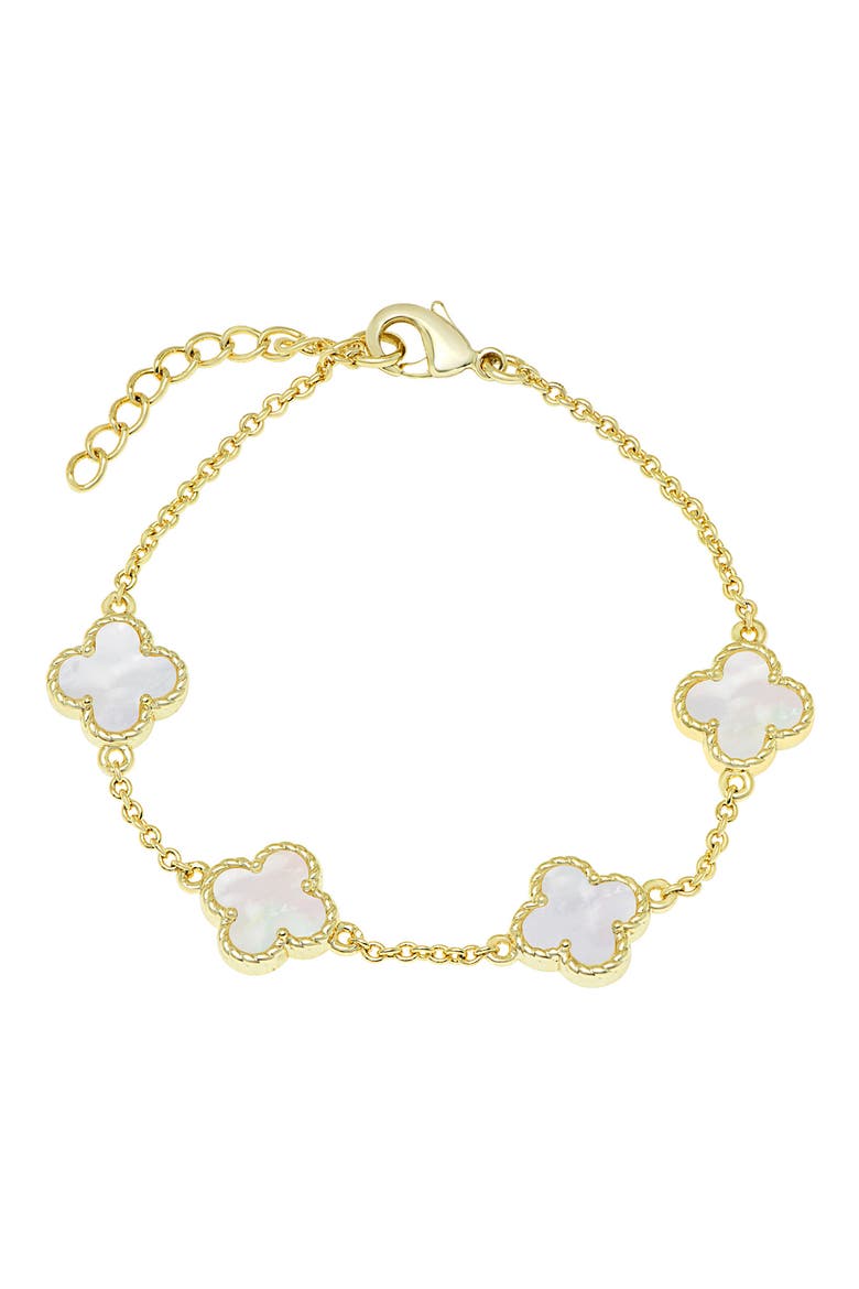 Kids' Mother-of-Pearl Clover Bracelet, Main, color, GOLD