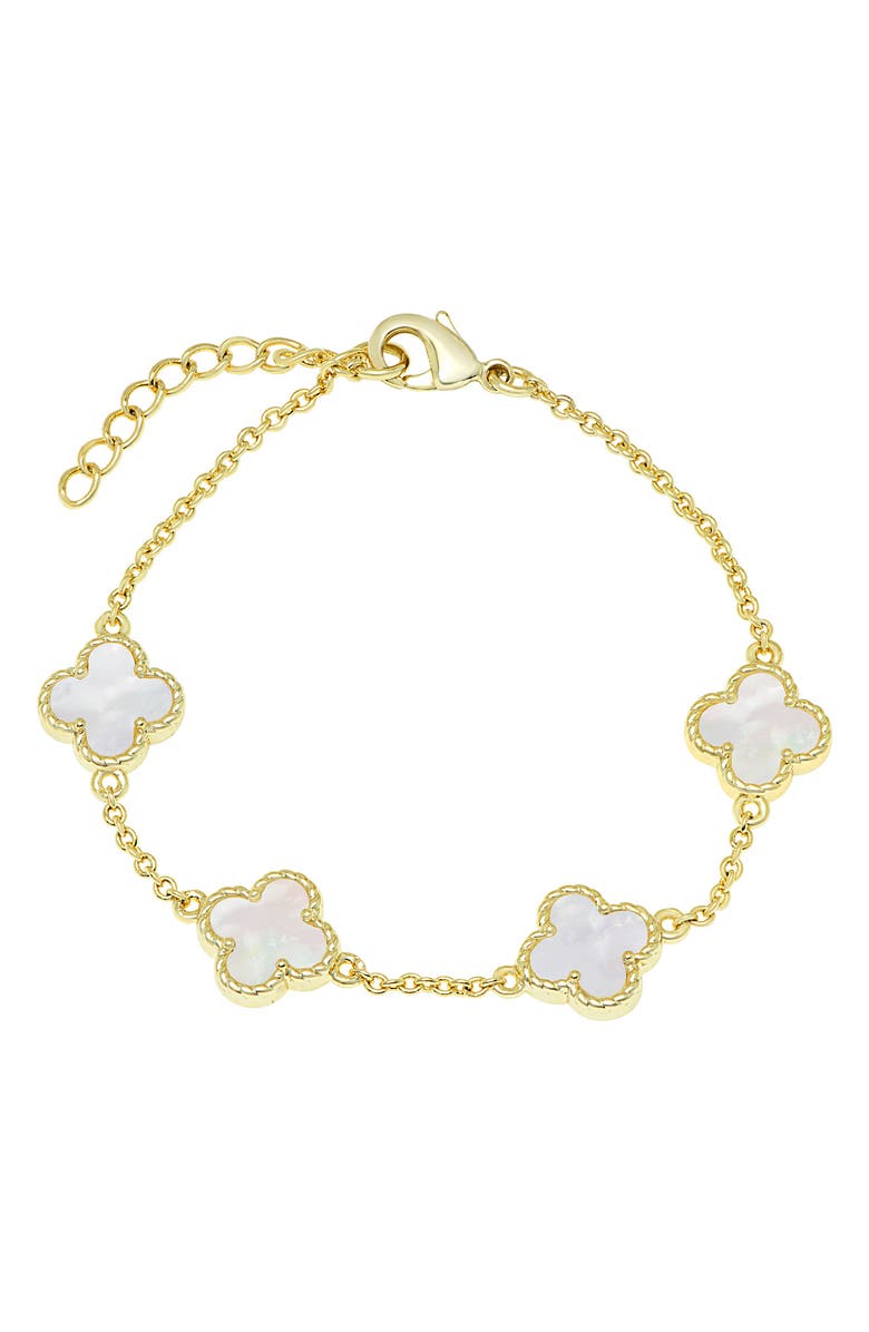 Lily Nily Kids' Mother-of-Pearl Clover Bracelet, Main, color, Gold