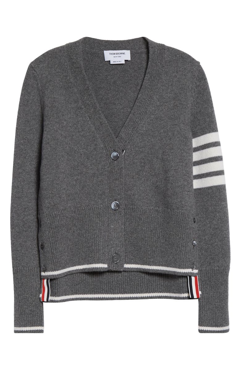 Thom Browne Intarsia Geese 4-Bar Wool Cardigan, Alternate, color, Medium Grey