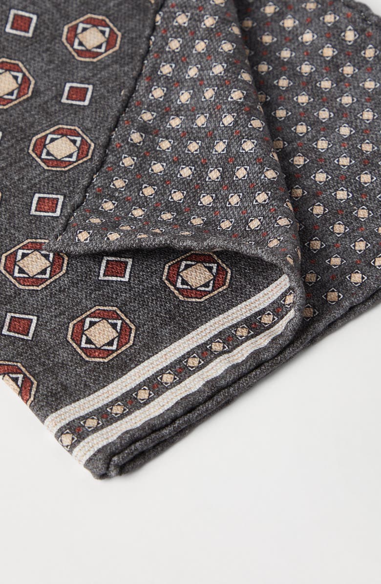 Brunello Cucinelli Double face silk pocket square, Alternate, color, Lead