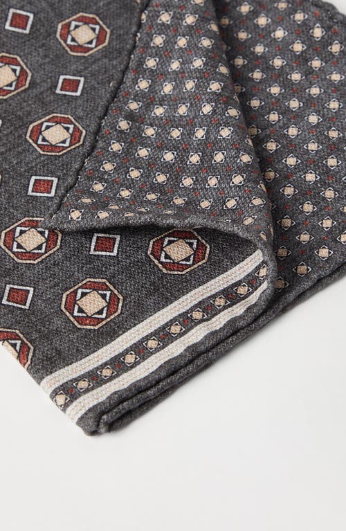 Brunello Cucinelli Double Face Silk Pocket Square In Gray