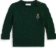 Ralph Lauren Kids' Polo Bear Cable Knit Cotton Sweater