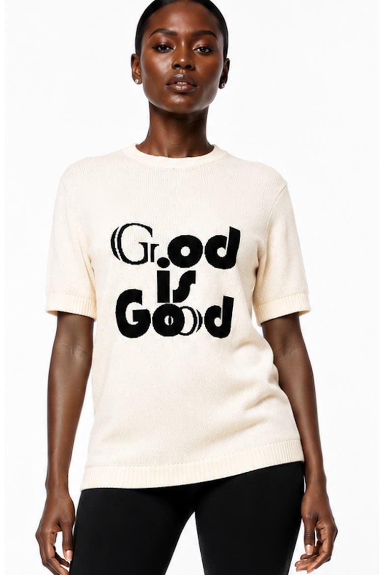 God Is Good Cashmere & Cotton Sweater, Alternate, color, CREAM