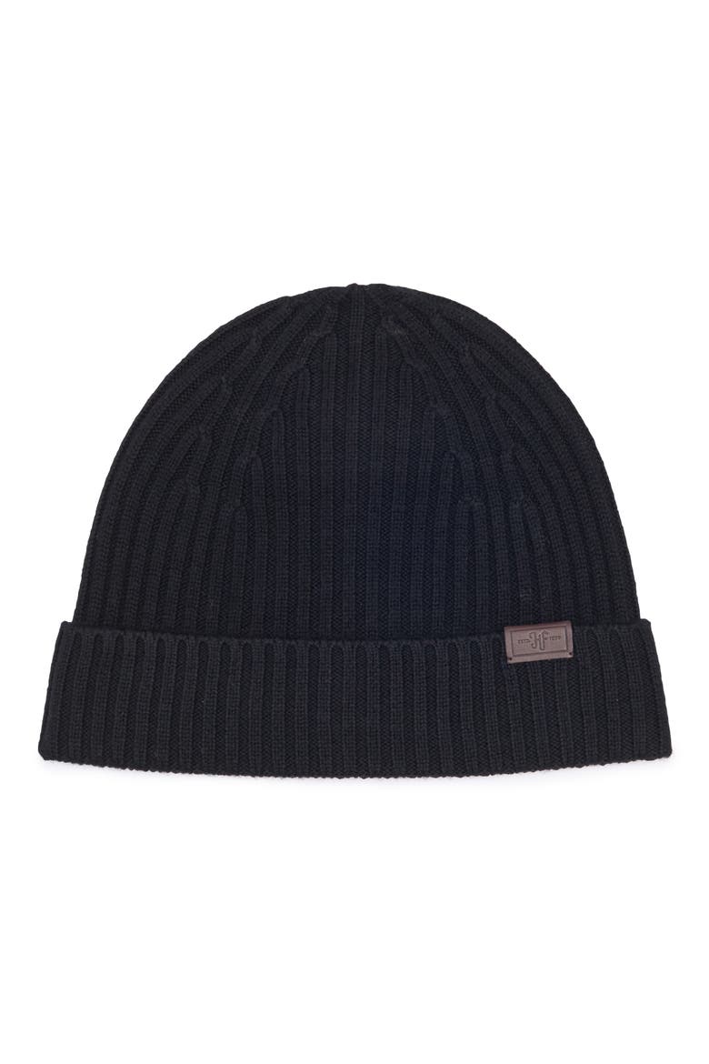 Merino Wool Ribbed Cuff Beanie, Main, color, BLACK
