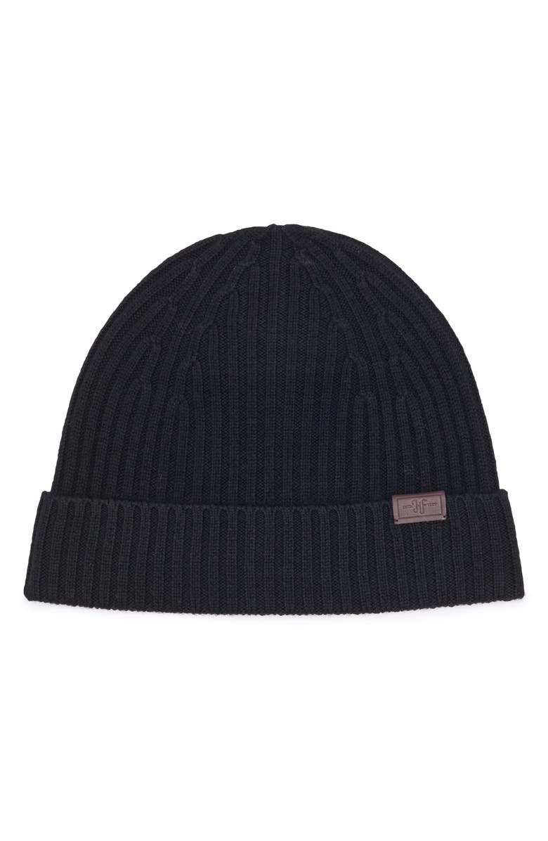 Hickey Freeman Merino Wool Ribbed Cuff Beanie, Main, color,