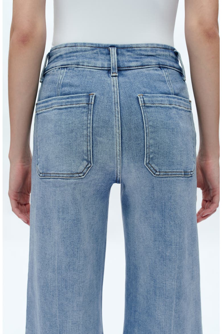 Frayed Welt Pocket High Waist Crop Wide Leg Jeans, Alternate, color, LIGHT BLUE
