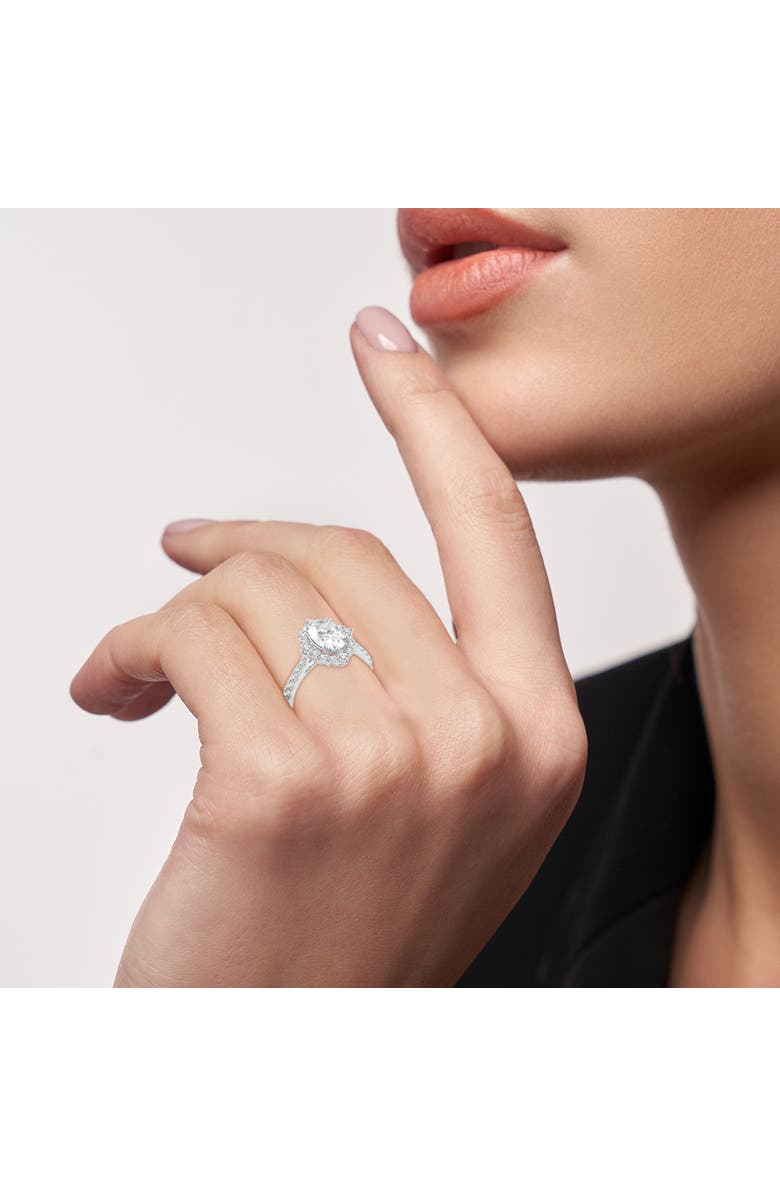 LuvMyJewelry Valeria 14K White Gold Oval Lab Grown Diamond Halo Engagement Ring - 2.25 Ct, Alternate, color, 14K White Gold