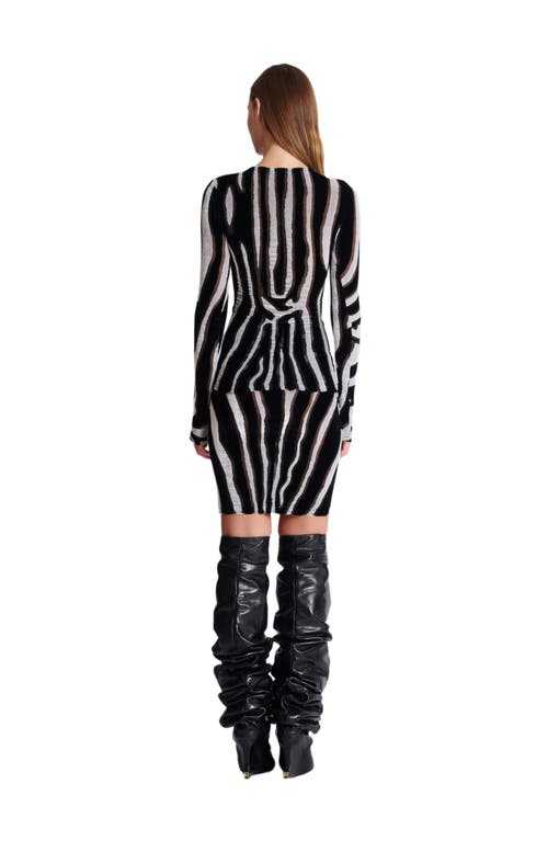 Balmain Zebra-print Velvet Bodycon Top In Black