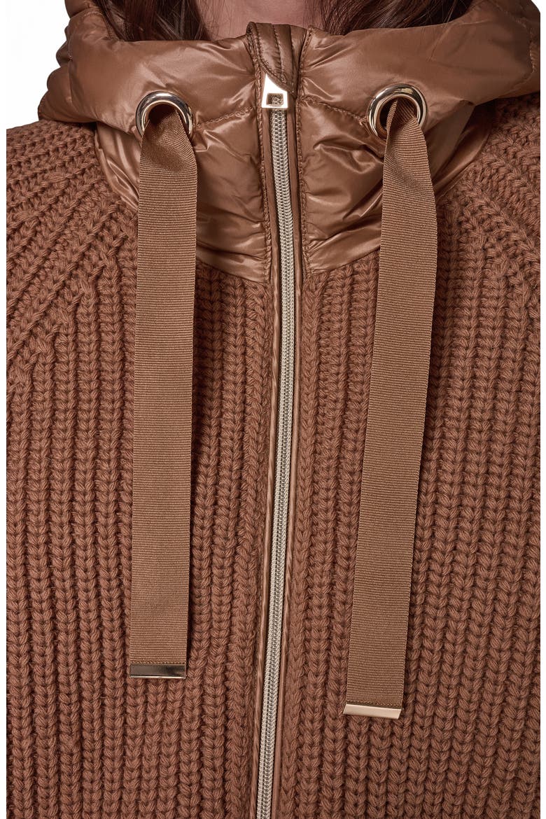 Mixed Media Down Fill Hooded Shirtjacket, Alternate, color, CAMEL