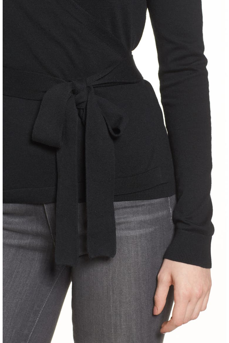 Ballet Wrap Sweater, Alternate, color, BLACK