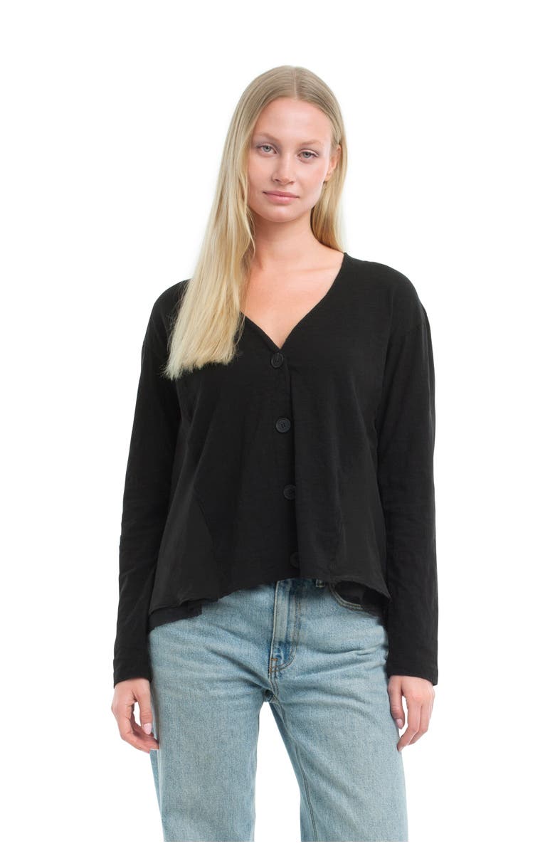WILT Clothing Button Front Mixed Cardigan, Main, color, Black