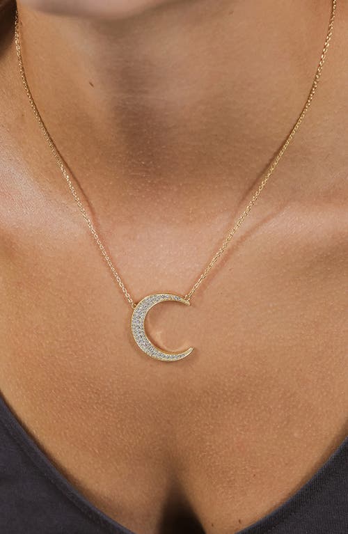 Sterling Forever Stationed Cubic Zirconia Crescent Pendant Necklace