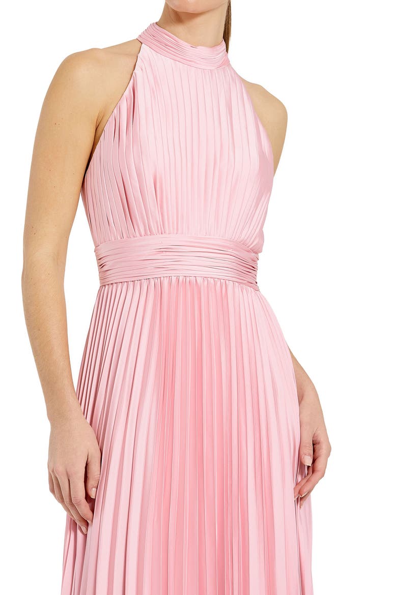 Pleated Sleeveless Halter Gown, Alternate, color, Blush