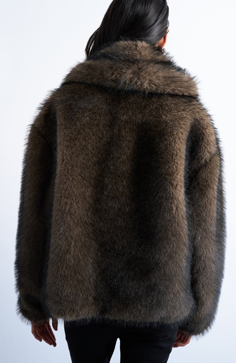 Topshop Boxy Faux Fur Coat, Alternate, color, Mink