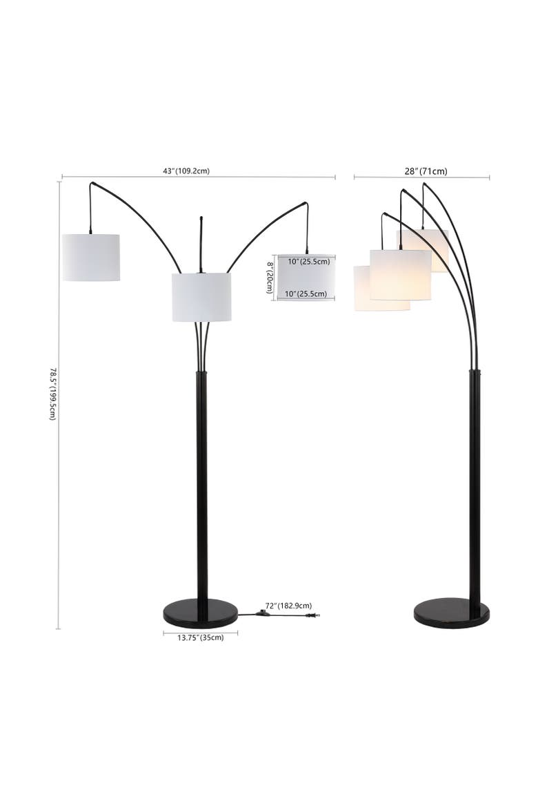 Barrie 78.5" 3-Light Mid-Century Modern Head-Adjustable Iron LED Arc Floor Lamp, Oil Rubbed Bronze, Alternate, color, Oil Rubbed Bronze