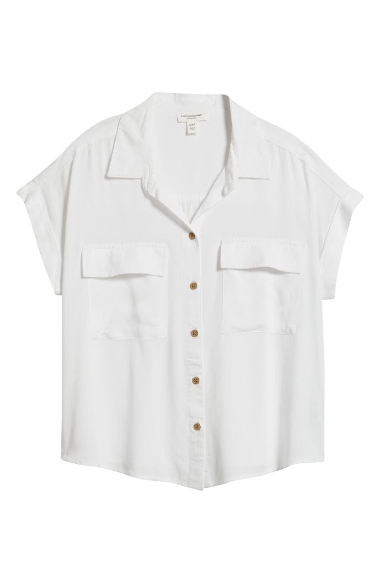 beachlunchlounge Kia Short Sleeve Button-Up Shirt, Alternate, color, White