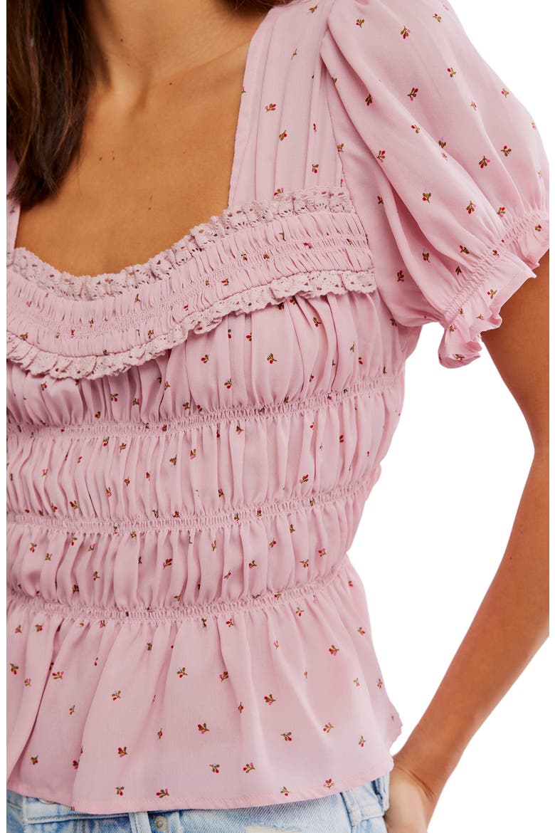 Adore You Ruffle Puff Sleeve Peplum Top, Alternate, color, BLEACHED MAUVE COMBO