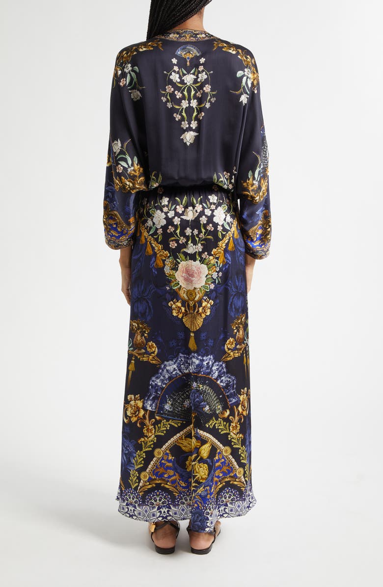 Camilla Twist Front Batwing Long Sleeve Silk Maxi Dress, Alternate, color, Notes From The Blue Room