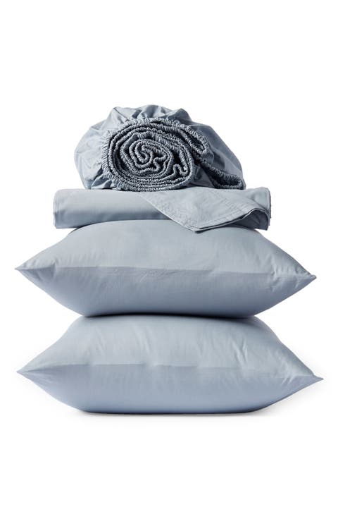 Crinkled Organic Cotton Percale Sheet Set