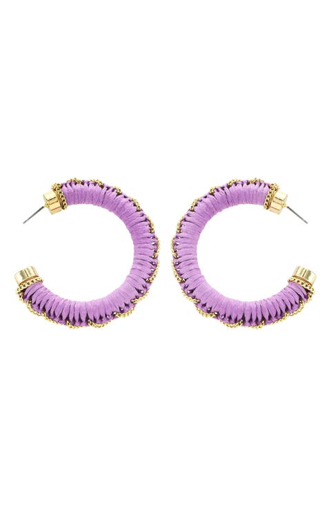 Chain & Raffia Hoop Earrings