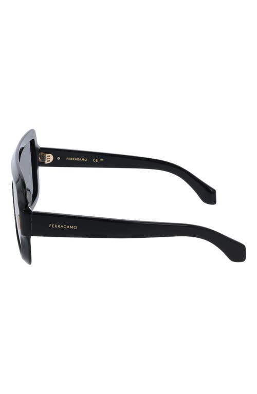 Ferragamo Rivet Acetate Shield Sunglasses In Black