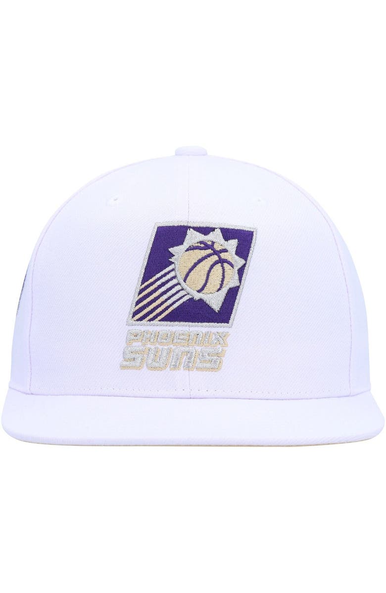 Mitchell & Ness Men's Mitchell & Ness White Phoenix Suns Hardwood Classics SOUL Snapback Hat, Alternate, color,