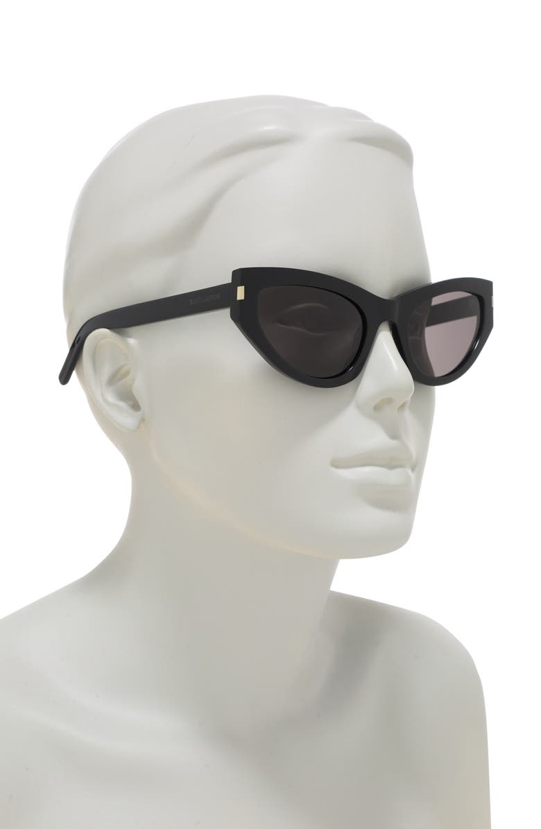 Saint Laurent 54mm Cat Eye Core Sunglases, Alternate, color, Black Black Grey