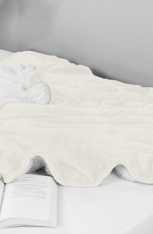 Woven & Weft Faux Shearling Fleece Throw Blanket In White