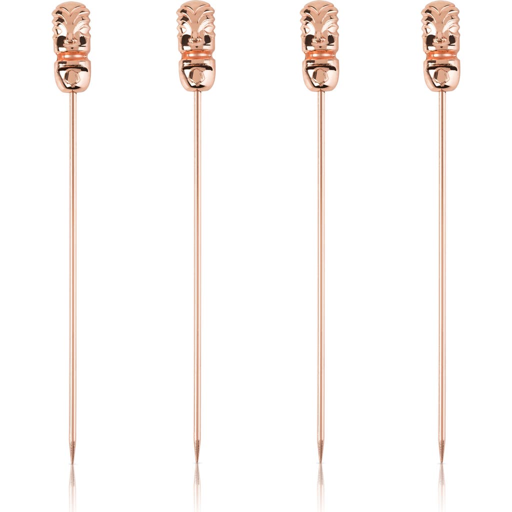 Viski Pacific Tiki Cocktail Picks Set Of 4 In Copper