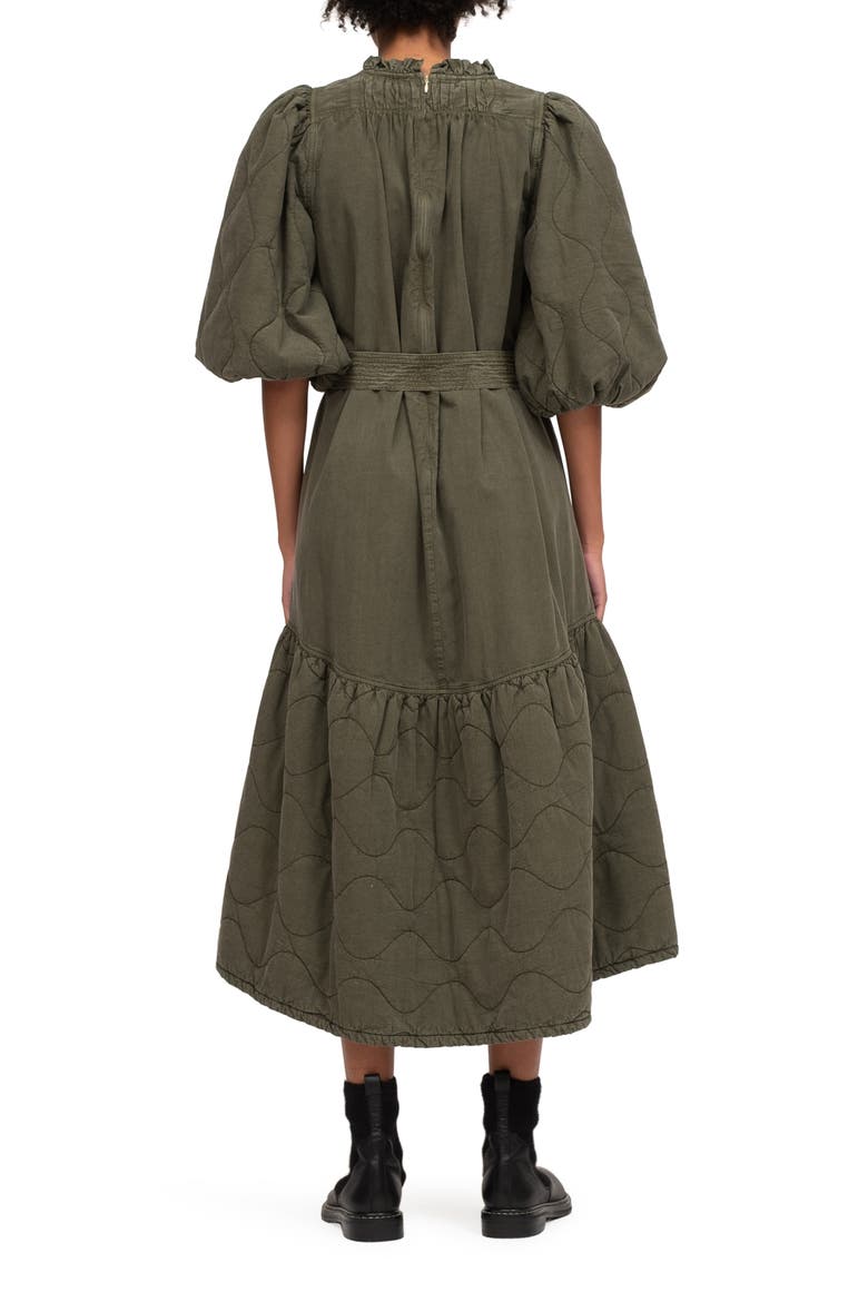 Sea Layla Quilted Detail Cotton Midi Dress, Alternate, color, ARMY