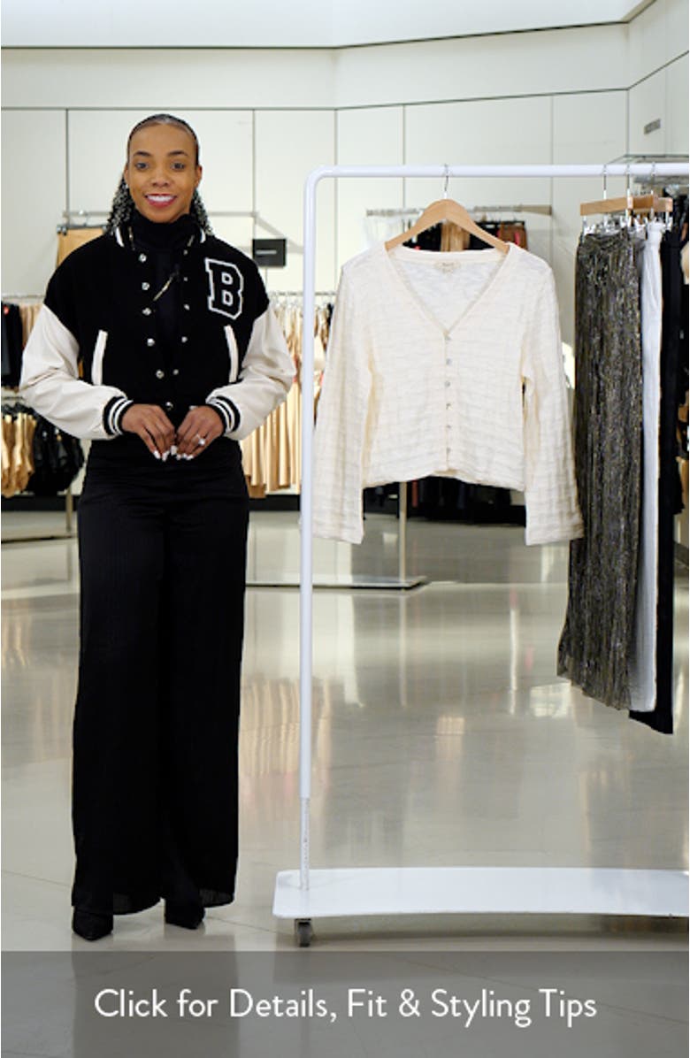 Basket Weave Knit Bell-Sleeve Button-Up Shirt, sales video thumbnail